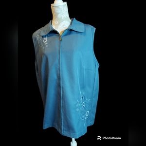 Alfred Dunner Woman Vest with Embroidered Details Women's Size 18W